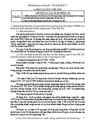 Tài liệu bồi dưỡng học sinh giỏi môn Lịch sử Lớp 9